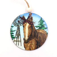 Brown Horse with Windmill